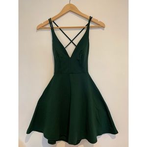 Lulus Believe In Love Forest Green Skater Dress